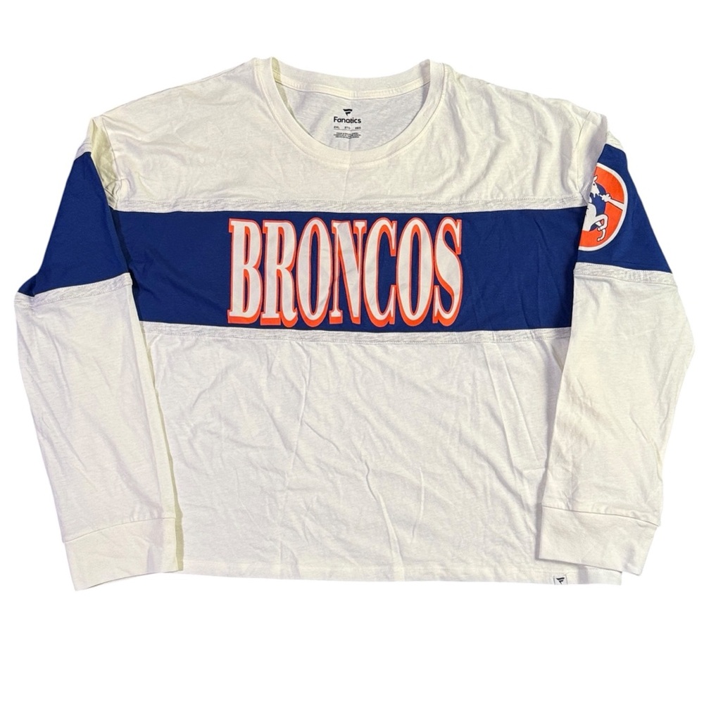 NFL Denver Broncos Fanatics Long Sleeve Football Tee Shirt Woman’s 2XL NWT